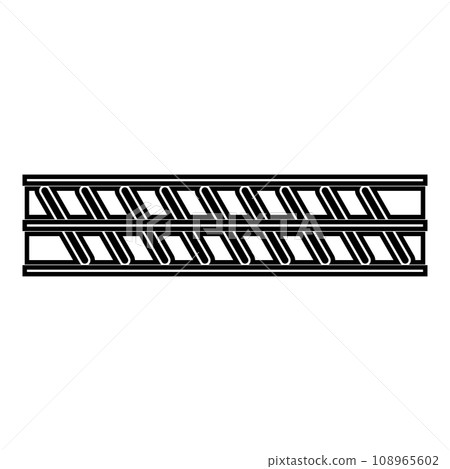 Reinforcement bar rebar ribbed metal rod contour outline line icon black color vector illustration image thin flat style 108965602