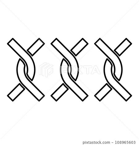 Chain fence twisted wire contour outline line icon black color vector illustration image thin flat style 108965603