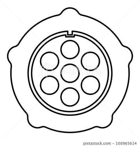 Grate for meat grinder plate mincer device for growing shallow of meat lattice with nut screw female screw pawl stop latch holder contour outline line icon black color vector illustration image thin 108965614