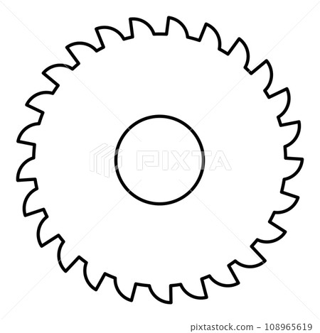 Round knife millstone circular saw disc contour outline line icon black color vector illustration image thin flat style Round knife millstone circular saw disc contour outline line icon black color vector illustration image thin flat style 108965619