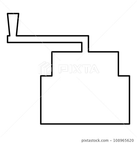 Millstone manual old stone mill flour production grinding grain with handle holder contour outline line icon black color vector illustration image thin flat style 108965620