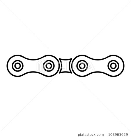 Chain bicycle link bike motorcycle two element contour outline line icon black color vector illustration image thin flat style Chain bicycle link bike motorcycle two element contour outline line icon black color vector illustration image thin flat style 108965629