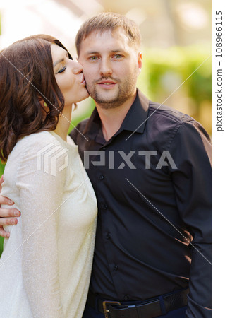 Gentle and in love man and woman on the street.  108966115