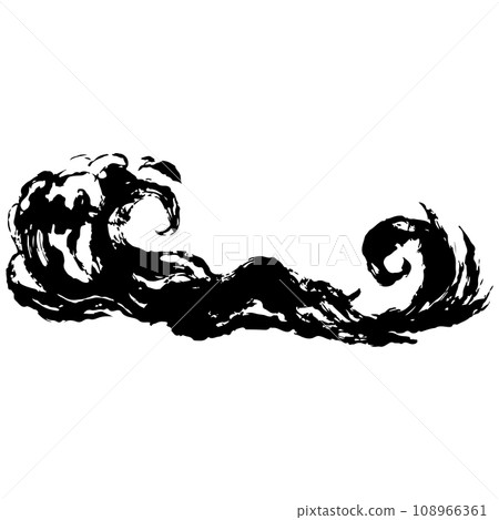 Simple wave sumi-e illustration material vector 108966361