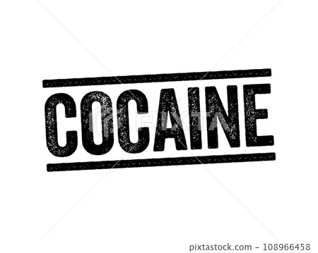 Cocaine is a stimulant drug obtained from the leaves of two coca species, text stamp concept background 108966458