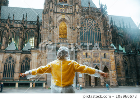 woman in Prague Czech Republic sightseeing and rejoicing woman in Prague Czech Republic sightseeing and rejoicing 108966678
