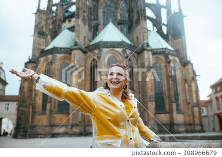 happy woman in Prague Czech Republic sightseeing and rejoicing happy woman in Prague Czech Republic sightseeing and rejoicing 108966679