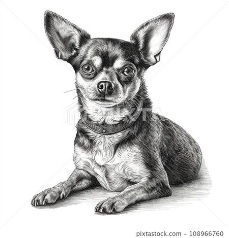 chihuahua, engraving style, close-up portrait, black and white drawing, cute dog, favorite pet chihuahua, engraving style, close-up portrait, black and white drawing, cute dog, favorite pet 108966760