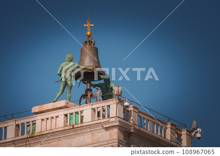 Ancient astronomical clock - Torre dell' Orologio - in the St. Marks Square in Venice Italy 108967065