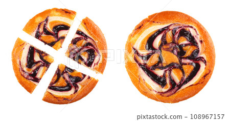 Homemade pie isolated on white background. Top view. Flat lay 108967157