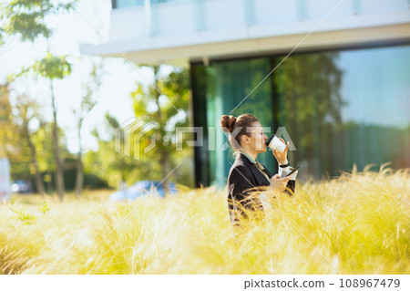 modern 40 years old business woman in business district 108967479