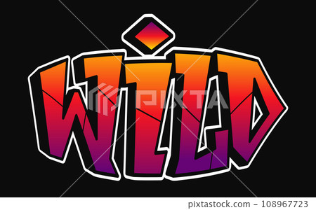 Wild - single word, letters graffiti style. Vector hand drawn logo. Funny cool trippy word Wild, fashion, graffiti style print t-shirt, poster concept Wild - single word, letters graffiti style. Vector hand drawn logo. Funny cool trippy word Wild, fashion, graffiti style print t-shirt, poster concept 108967723