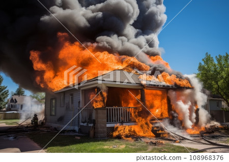 Fire in private house Fire in private house 108968376