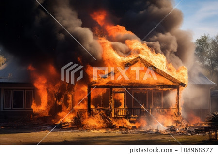 Fire in private house Fire in private house 108968377