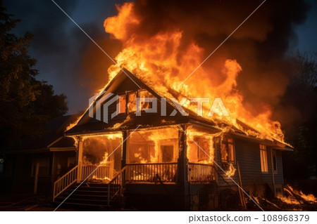Fire in private house Fire in private house 108968379