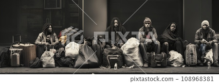 Homeless people close-up on city streets 108968381