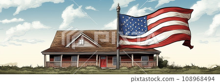 American flag outside a private home 108968494