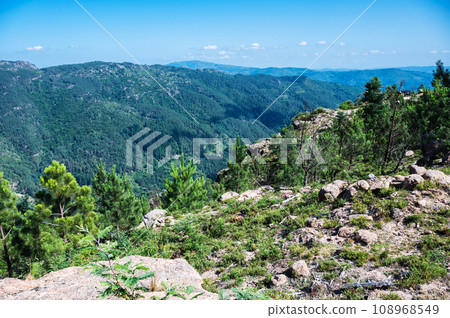 The viewpoint of Junceda, at an altitude of 915 meters, where entire valley of the Geres river can be seen, mountains on the background The viewpoint of Junceda, at an altitude of 915 meters, where entire valley of the Geres river can be seen, mountains on the background 108968549