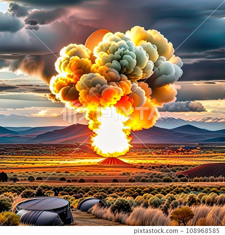 Illustration of a nuclear explosion. Illustration of a nuclear explosion. 108968585
