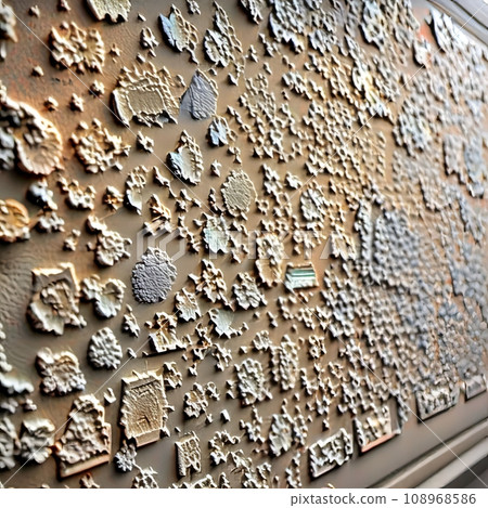 Grey mold on a brown wall.  108968586