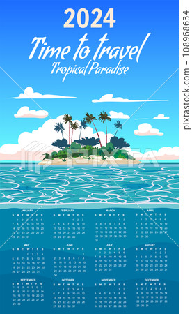 Calendar 2024 Time to Travel wall poster Seychelles vintage Calendar 2024 Time to Travel wall poster Seychelles vintage 108968634