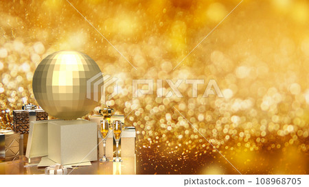The disco ball or mirror ball and gift box for party concept 3d rendering 108968705