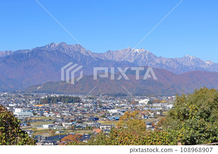 Shinano Omachi Autumn Northern Alps and Townscape 108968907