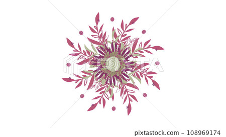 Abstract colorful flowers Isolated on a white background. Animation. Decorative ornamental circle of schematic flowers and petals. 108969174