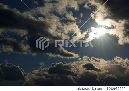 Winter sky sunlight and colored clouds, telephoto, sky limited, 220114pm 108969311