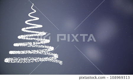 Animated Christmas tree with falling snowflakes on blue background. Christmas mood. 108969313