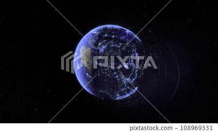 Abstract animation of digital Earth Globe rotating with digital data globe loop and data network. Technology of the future. Abstract animation of digital Earth Globe rotating with digital data globe loop and data network. Technology of the future. 108969331
