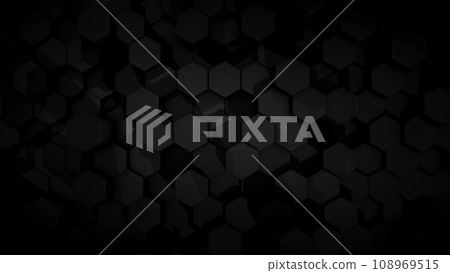 Abstract futuristic hexagon glowing nand moving black surface, structure, seamless loop. Animation. Monochrome 3d figures moving chaotically. Abstract futuristic hexagon glowing nand moving black surface, structure, seamless loop. Animation. Monochrome 3d figures moving chaotically. 108969515