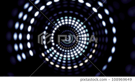 Glowing circular 3D UI element. Illuminated geometric circle and sphere shapes transforming in a seamless loop. Circular glow animation 108969649