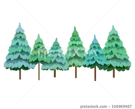Coniferous forest illustration set. Vector illustration of pine, cedar trees. Textured. Coniferous forest illustration set. Vector illustration of pine, cedar trees. Textured. 108969987