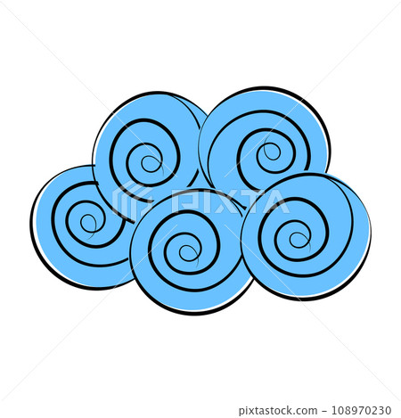 Abstract stylized spiral shape of a towel roll, hand drawn in the shape of a cloud or foam bubbles Abstract stylized spiral shape of a towel roll, hand drawn in the shape of a cloud or foam bubbles 108970230