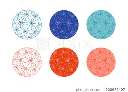 Illustration of a temari with a hemp leaf pattern Illustration of a temari with a hemp leaf pattern 108970407