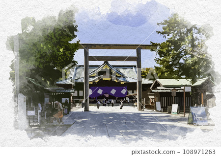 Watercolor style Tokyo Kudan Yasukuni Shrine Worship Hall Chiyoda-ku, Tokyo Watercolor style Tokyo Kudan Yasukuni Shrine Worship Hall Chiyoda-ku, Tokyo 108971263