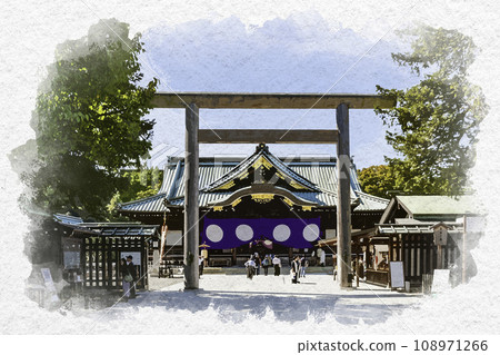 Watercolor style Tokyo Kudan Yasukuni Shrine Worship Hall Chiyoda-ku, Tokyo Watercolor style Tokyo Kudan Yasukuni Shrine Worship Hall Chiyoda-ku, Tokyo 108971266