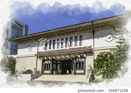 水彩畫風格,東京九段,靖國神社,東京千代田區安日堂 水彩畫風格,東京九段,靖國神社,東京千代田區安日堂 108971298