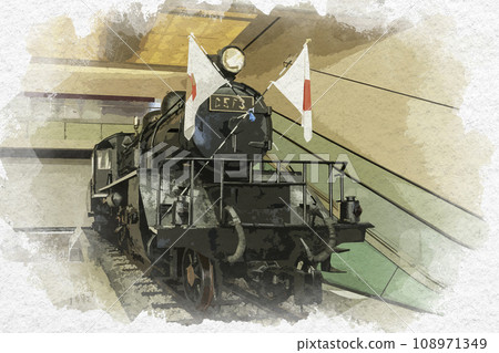 Watercolor style Tokyo Kudan Yasukuni Shrine Yushukan C56 type 31 locomotive Chiyoda-ku, Tokyo Watercolor style Tokyo Kudan Yasukuni Shrine Yushukan C56 type 31 locomotive Chiyoda-ku, Tokyo 108971349