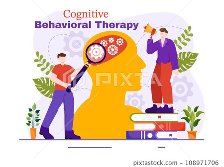 CBT or Cognitive Behavioural Therapy Vector Illustration with Person Manage their Problems Emotions, Depression or Mindset in Mental Health Background CBT or Cognitive Behavioural Therapy Vector Illustration with Person Manage their Problems Emotions, Depression or Mindset in Mental Health Background 108971706