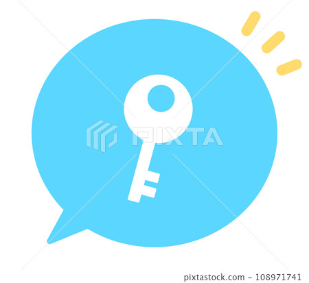 簡單的淺藍色鍵標記和語音氣泡 108971741