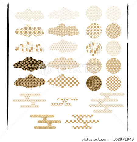 Cloud pattern Japanese pattern material illustration set 108971949