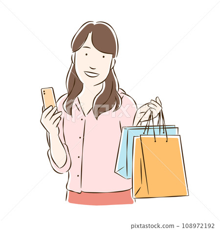 A young woman who looks happy shopping A young woman who looks happy shopping 108972192