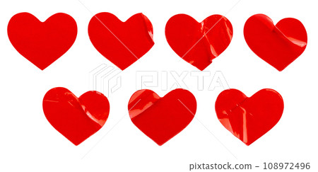 red heart shape sticker set isolated on white background 108972496