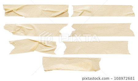Yellow adhesive paper tape set collection isolated on white background Yellow adhesive paper tape set collection isolated on white background 108972681