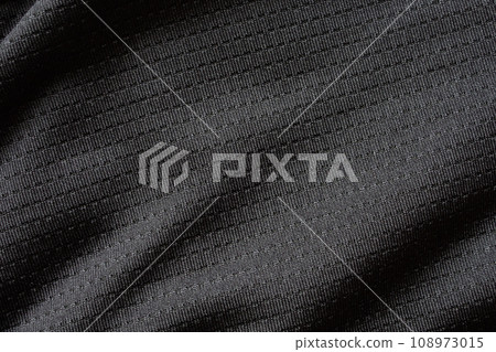 Black sport cloth fabric football shirt jersey texture close up Black sport cloth fabric football shirt jersey texture close up 108973015