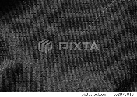 Black sport cloth fabric football shirt jersey texture close up Black sport cloth fabric football shirt jersey texture close up 108973016