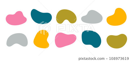 Abstract organic shapes collection. Irregular liquid forms set. Bright amoeba blobs, blotches, drops or stains bundle. Different design elements for label, sticker, banner, tag, collage. Vector pack Abstract organic shapes collection. Irregular liquid forms set. Bright amoeba blobs, blotches, drops or stains bundle. Different design elements for label, sticker, banner, tag, collage. Vector pack 108973619