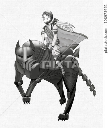A girl rides a robot black panther and goes out to kill it. A girl rides a robot black panther and goes out to kill it. 108973661
